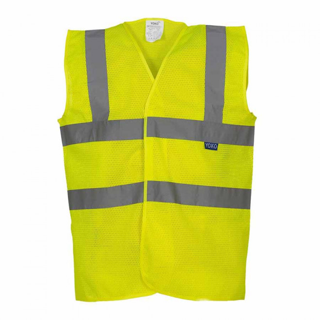 GILET DE SECURITE PERSONNALISABLE YOKO® 'ARMILLO MESH RPET' - jaune hv