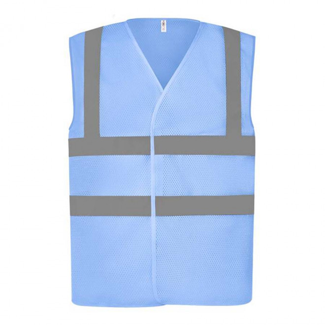 GILET DE SECURITE PERSONNALISABLE YOKO® 'ARMILLO MESH RPET' - bleu ciel