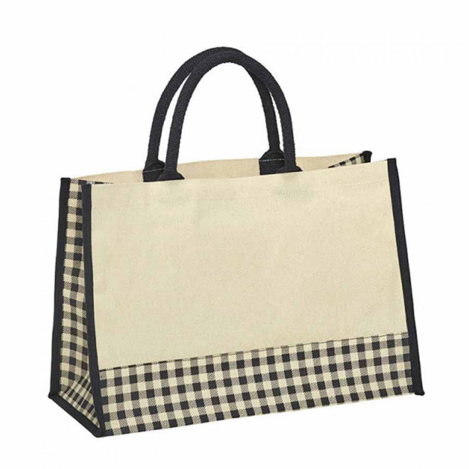 SAC COTON VICHY PERSONNALISABLE 'PERICOS'  - noir