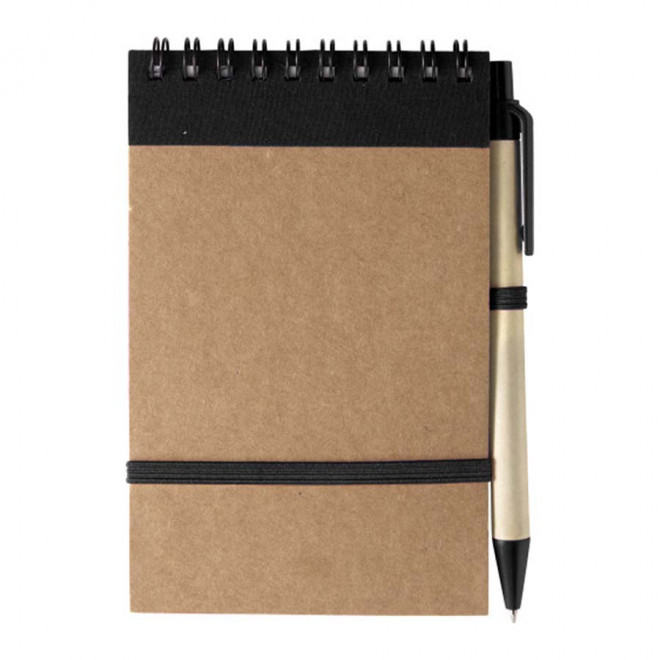 EXPRESS 24H - BLOC-NOTES PERSONNALISÉ AVEC STYLO 'PAPYRUS' LIGNÉ - noir