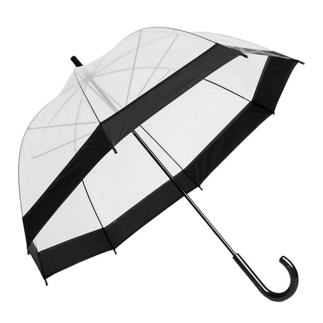 PARAPLUIE PUBLICITAIRE TRANSPARENT À CANNE 'LENCA' - noir