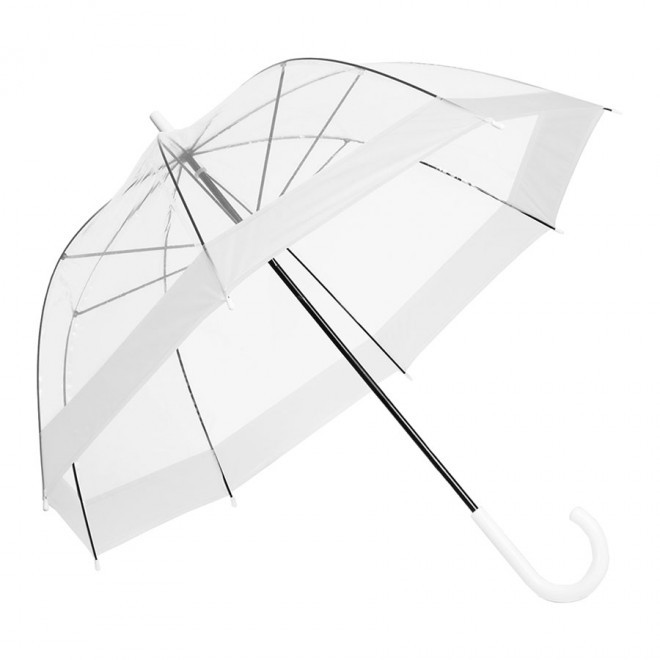 PARAPLUIE PUBLICITAIRE TRANSPARENT À CANNE 'LENCA' - blanc