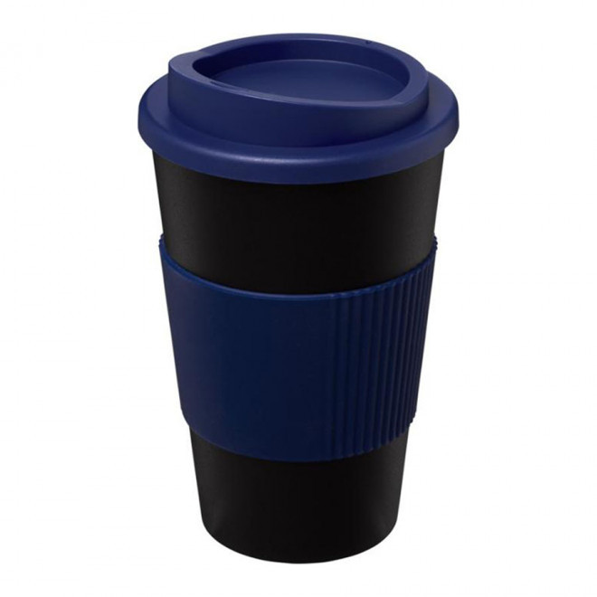GOBELET PUBLICITAIRE GRIP ISOTHERME AMERICANO® 350 ML 'PULI' - noir/bleu
