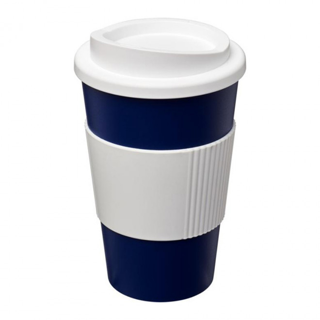 GOBELET PUBLICITAIRE GRIP ISOTHERME AMERICANO® 350 ML 'PULI' - bleu/blanc