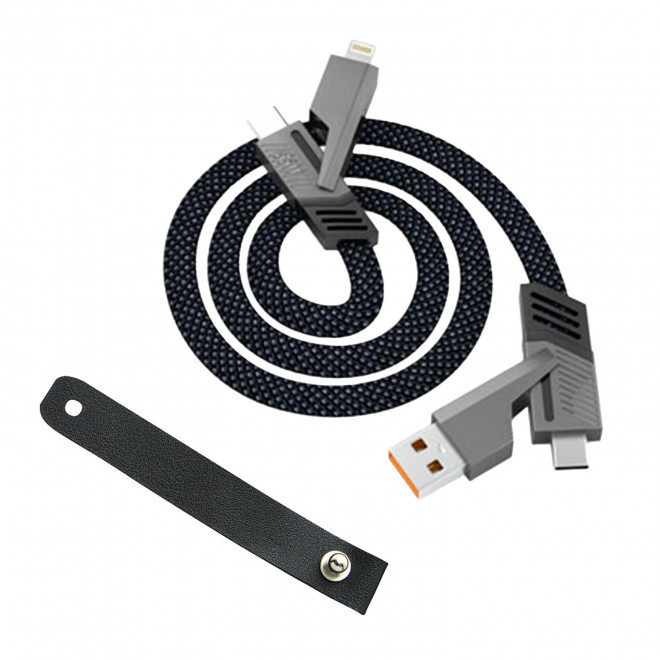 CABLE ET ATTACHE PERSONNALISABLE 'NEGMO' - noir/noir
