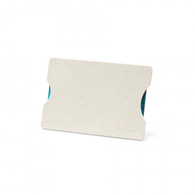 ÉTUI POUR CARTE PERSONNALISÉ RIGIDE ANTI-RFID 'DOJA STRAW' - naturel