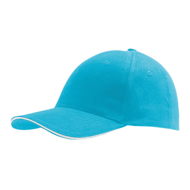 CASQUETTE PUBLICITAIRE 'BUFFALO' 260 GR/M² - turquoise/blanc