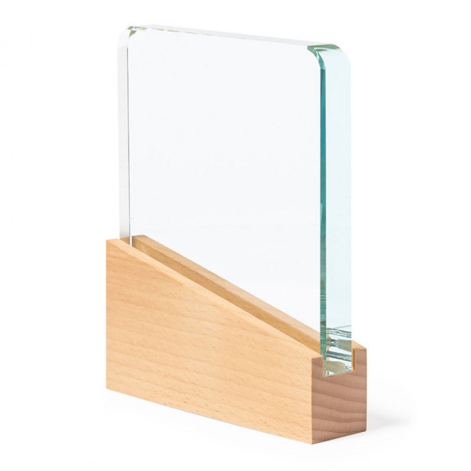 TROPHÉE PUBLICITAIRE EN VERRE ET BOIS 'KAYNA RECTANGLE ARRONDI' - bois