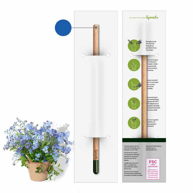 CRAYON COULEUR ET CARTONNETTE PERSONNALISÉS 'POUSS COLOR FULL' - myosotis