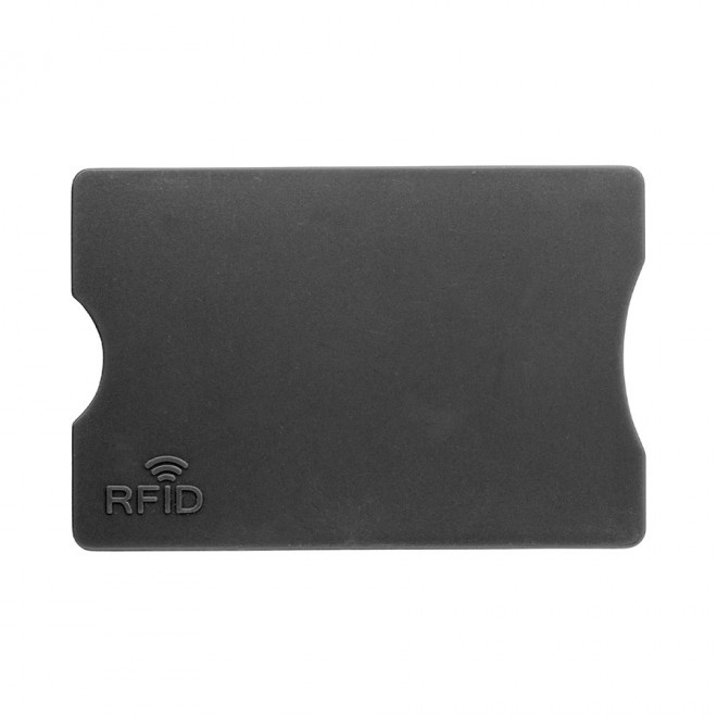 ÉTUI POUR CARTE PERSONNALISÉ RIGIDE ANTI-RFID 'DOJA' - noir