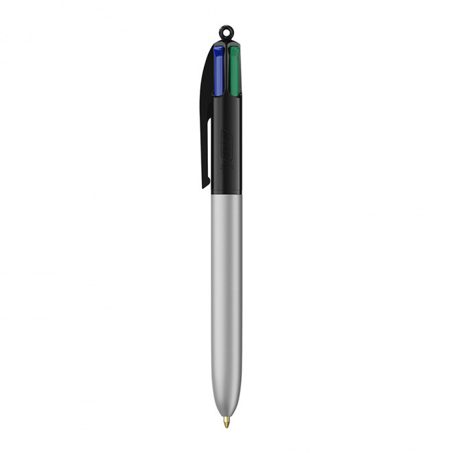 STYLO BIC® PERSONNALISABLE 4 COULEURS 'GLACE' - noir/argenté