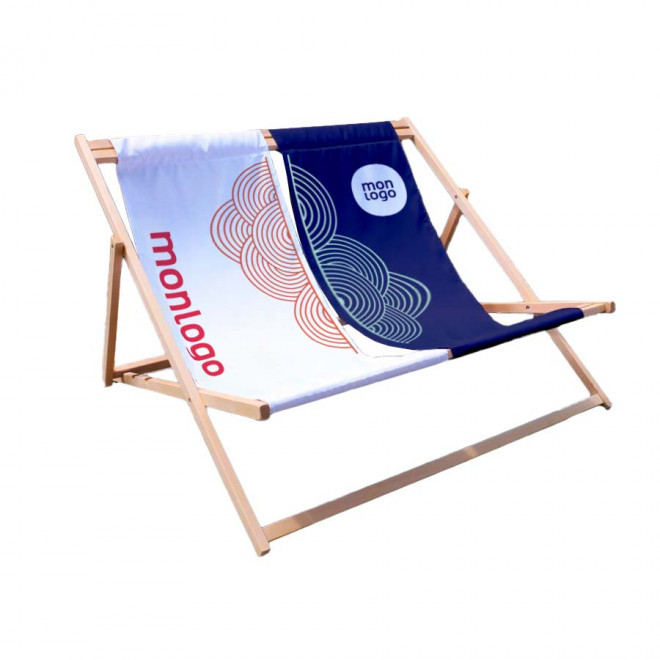 CHILIENNE PUBLICITAIRE AVEC DOUBLE TOILE 'DOBLO' - bois