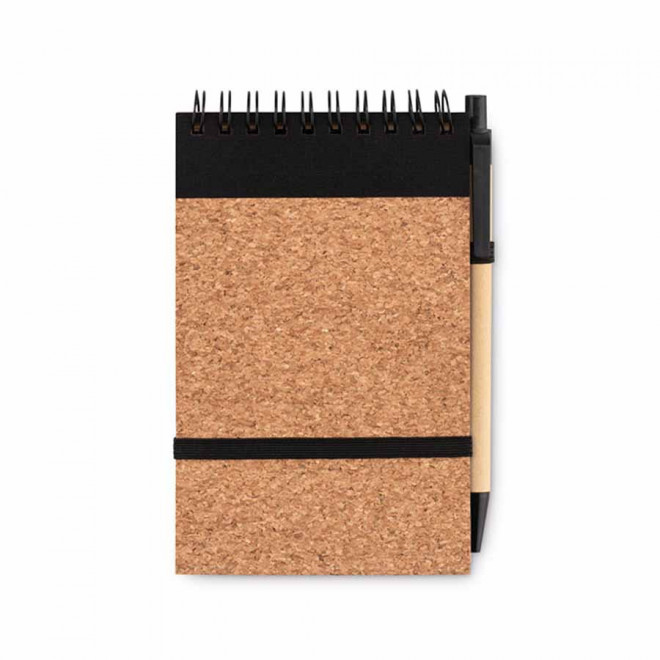 BLOC-NOTES PUBLICITAIRE AVEC STYLO 'PAPYRUS LIEGE' - noir