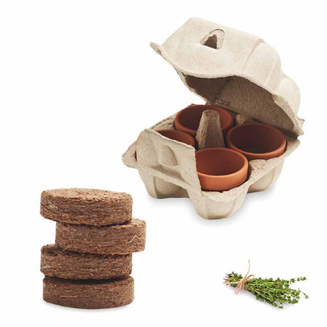 KIT DE PLANTATION PUBLICITAIRE PAPIER BLANC 'TERRI' - thym