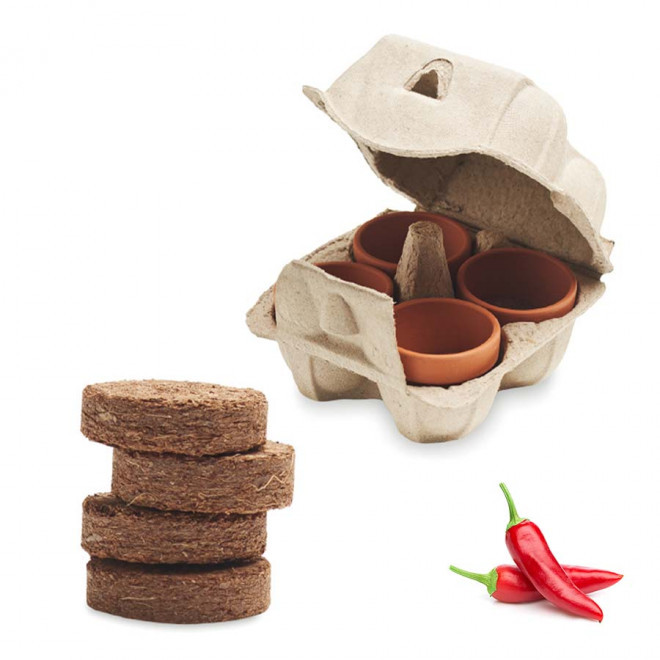 KIT DE PLANTATION PUBLICITAIRE PAPIER BLANC 'TERRI' - piment