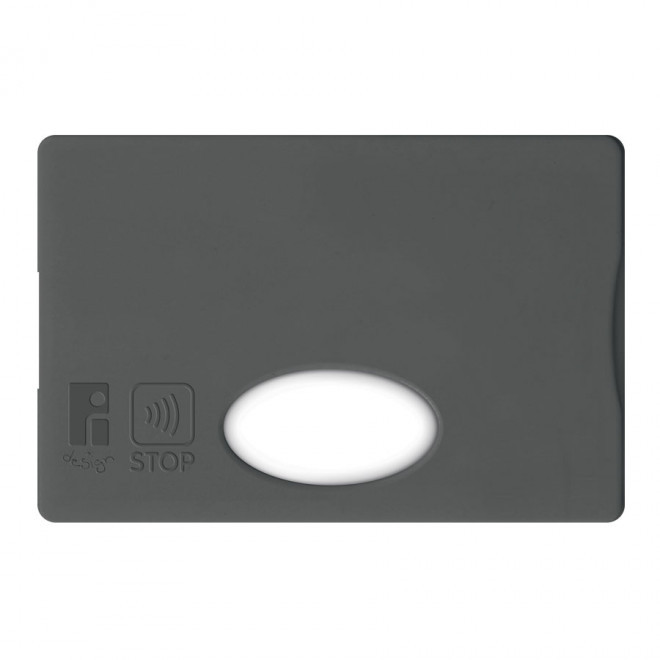 ETUI-CARTE PERSONNALISABLE RIGIDE ANTI-RFID 'LINZ' - gris foncé