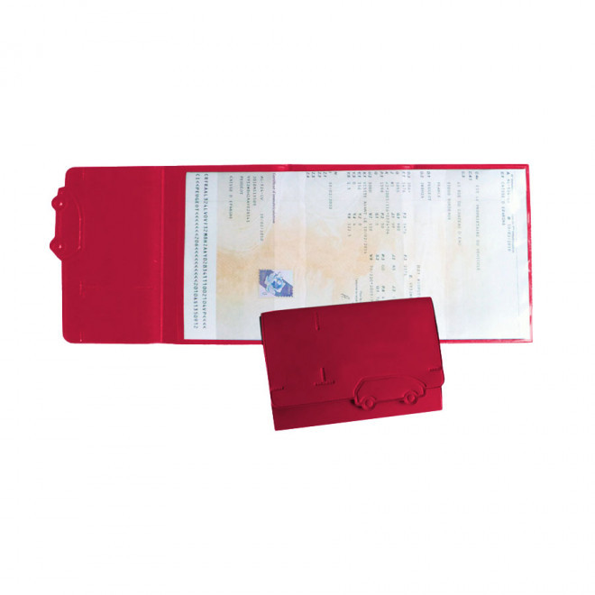 PORTE CARTE GRISE PUBLICITAIRE AVEC DECOUPE 'ROZEN' - cerise