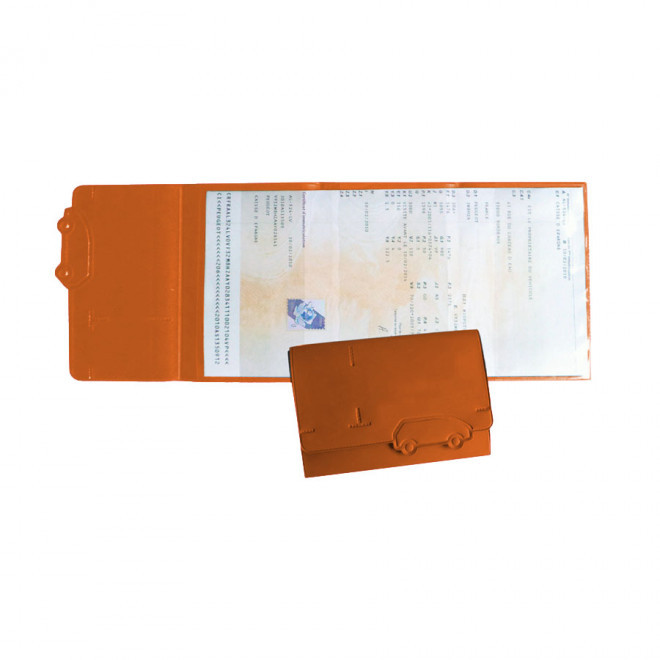 PORTE CARTE GRISE PUBLICITAIRE AVEC DECOUPE 'ROZEN' - orange