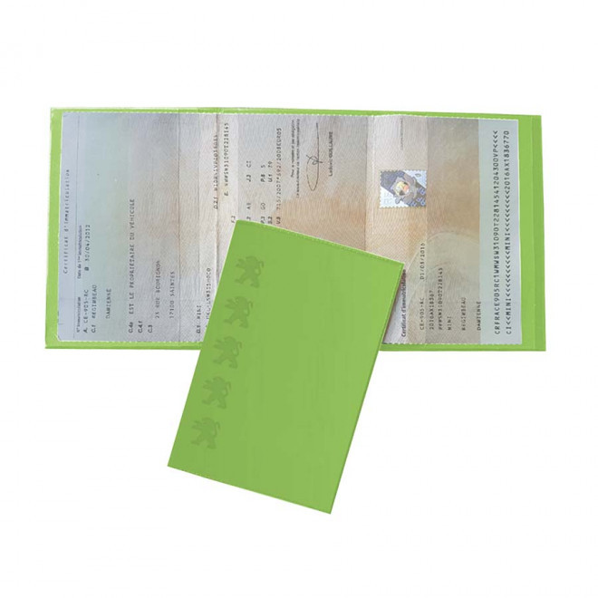 PORTE CARTE GRISE PUBLICITAIRE AVEC INCRUSTATION 'AVAM' - anis