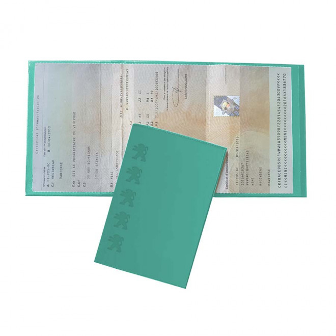 PORTE CARTE GRISE PUBLICITAIRE AVEC INCRUSTATION 'AVAM' - herbe