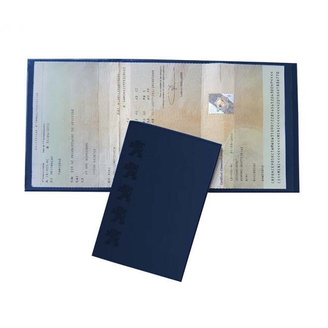 PORTE CARTE GRISE PUBLICITAIRE AVEC INCRUSTATION 'AVAM' - marine