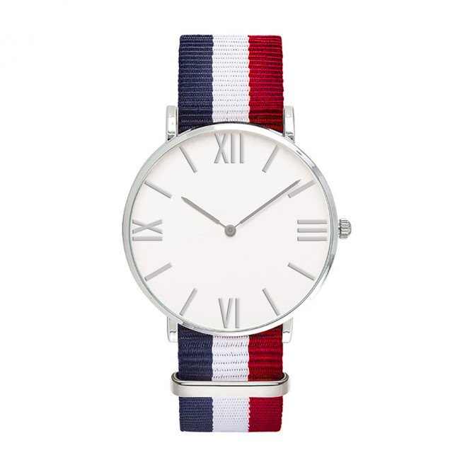 MONTRE PERSONNALISEE HOMME 'AXEL' - chrome/bleu/blanc/rouge