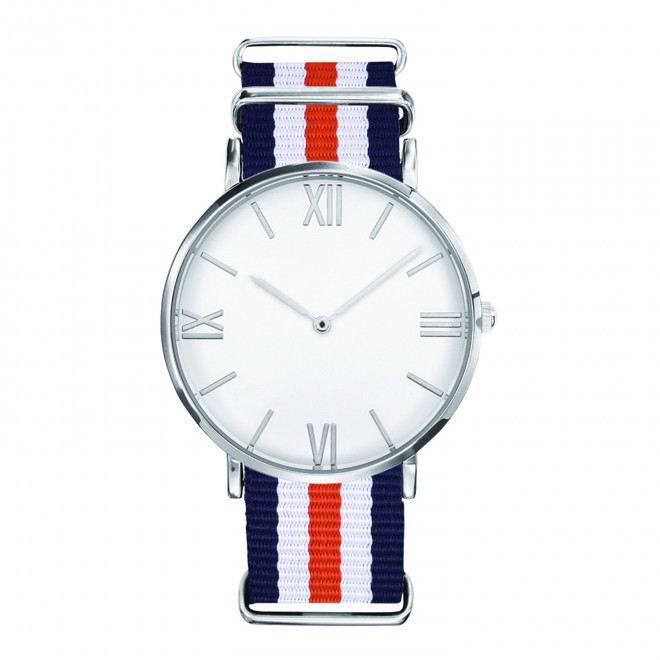 MONTRE PERSONNALISEE HOMME 'AXEL' - chrome/rouge/blanc/bleu