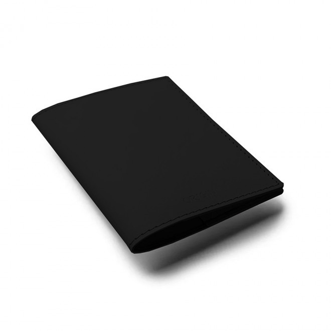 PORTE-PASSEPORT PUBLICITAIRE EN CUIR RECYCLE 'MARIA' - charbon