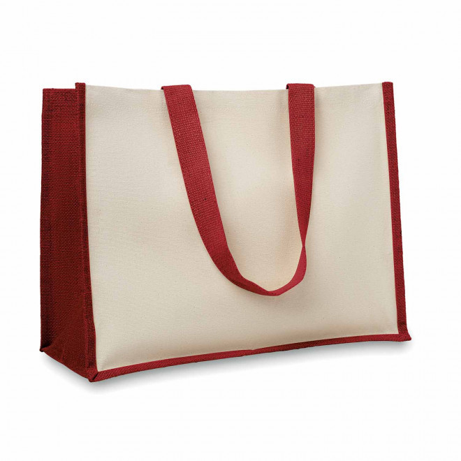 SAC PERSONNALISÉ EN JUTE/TOILE 'FIORI' - rouge