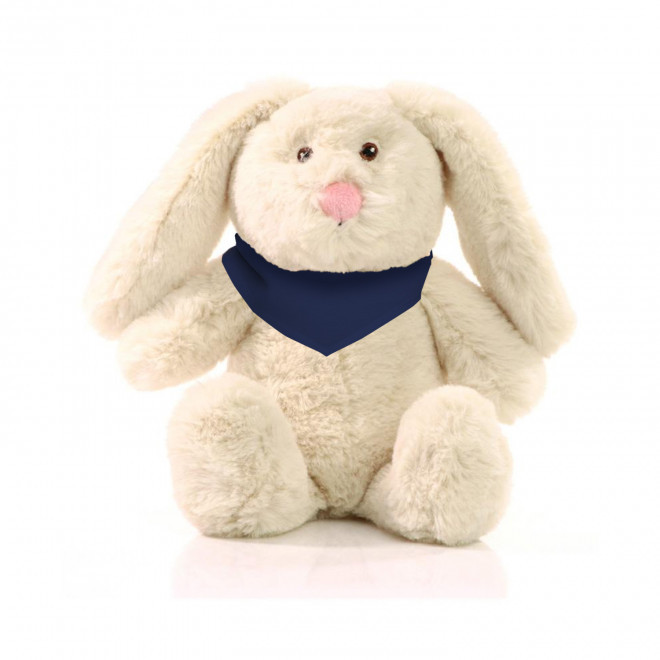 PELUCHE RPET LAPIN PERSONNALISABLE 'PINOU BANDANA' - bleu foncé