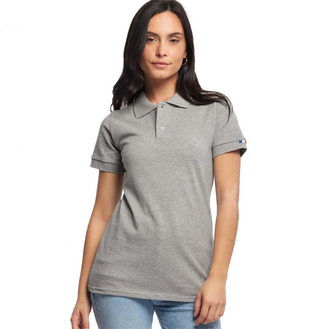 POLO FEMME LES FILOSOPHES PUBLICITAIRE 'BEAUVOIR' - gris clair