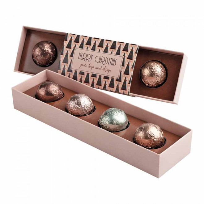 COFFRET PUBLICITAIRE 4 PRALINES AU CHOCOLAT 'CHOPRA' - chocolat