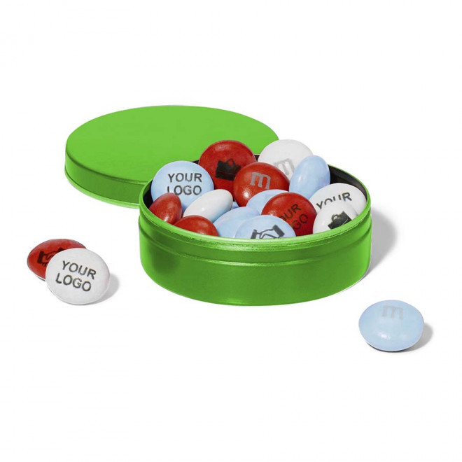 BOITE METAL 20G DE M&M'S® PERSONNALISABLES - vert