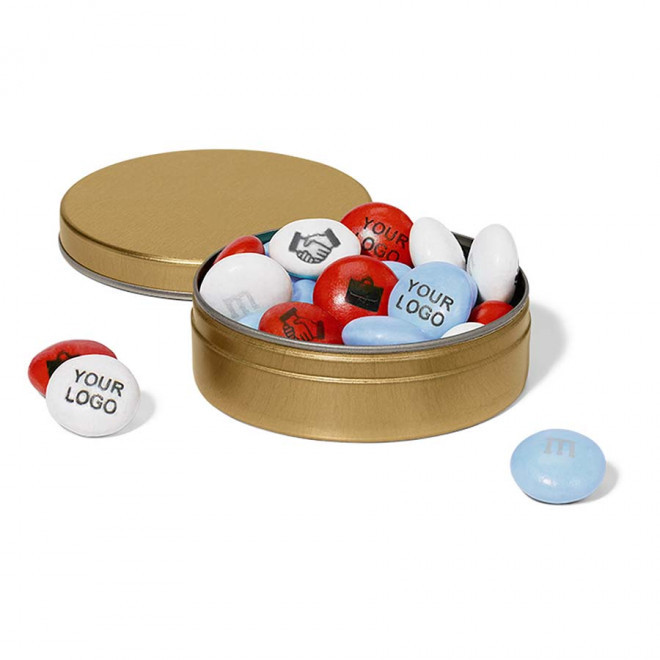 BOITE METAL 20G DE M&M'S® PERSONNALISABLES - doré