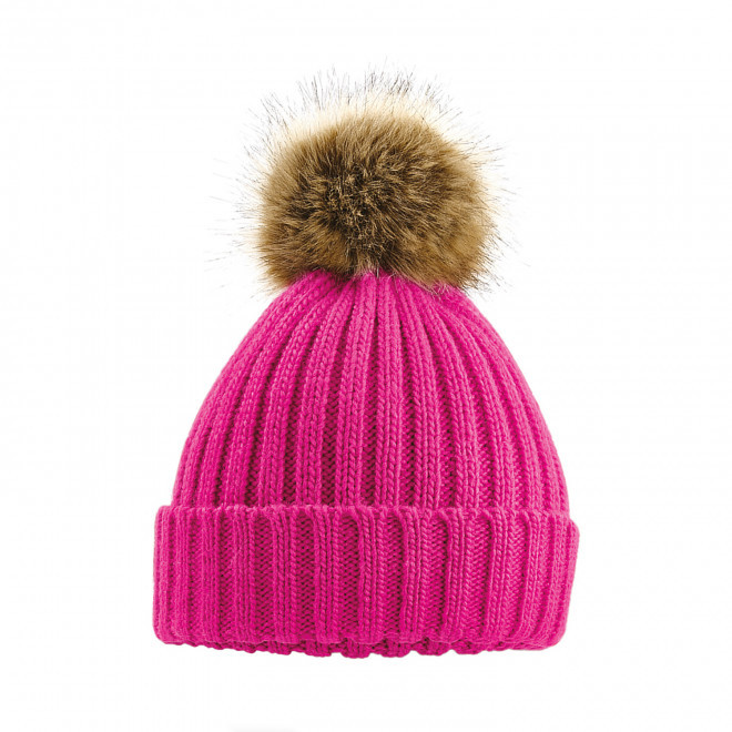 BONNET POMPON AMOVIBLE PERSONNALISABLE 'POMPOMO' - fuchsia