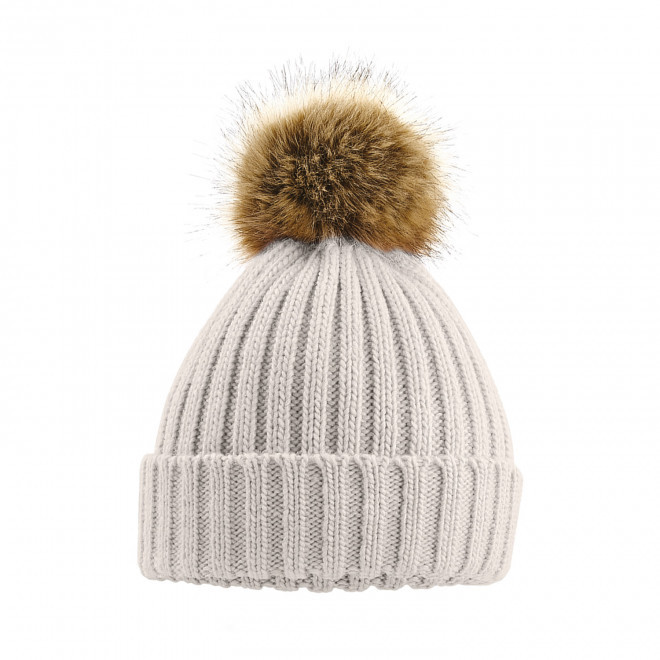 BONNET POMPON AMOVIBLE PERSONNALISABLE 'POMPOMO' - beige