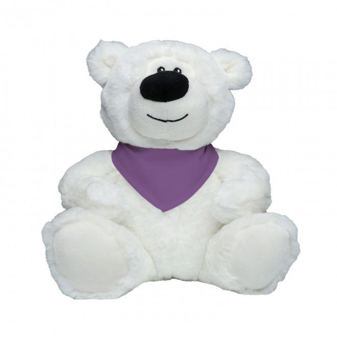 PELUCHE RPET OURS BLANC PERSONNALISABLE 'BABO BANDANA' - violet