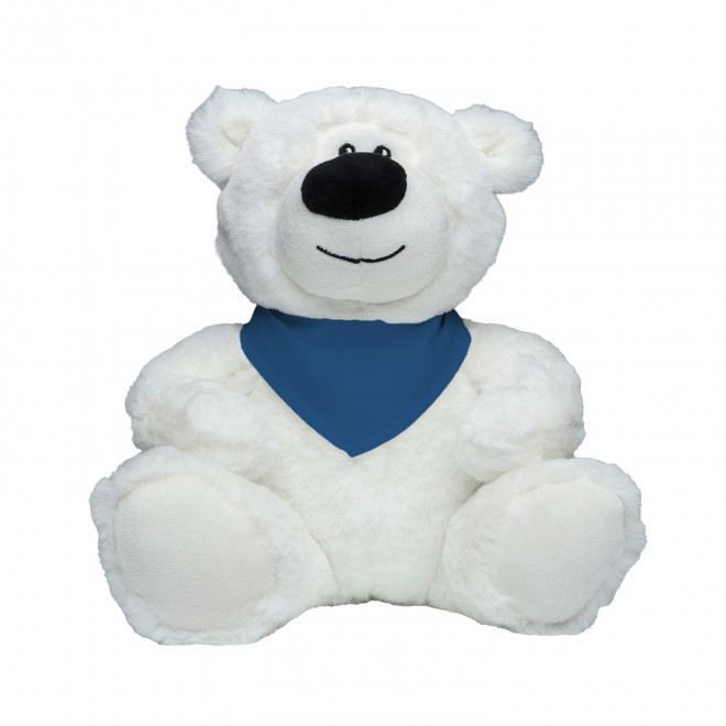 PELUCHE RPET OURS BLANC PERSONNALISABLE 'BABO BANDANA' - bleu