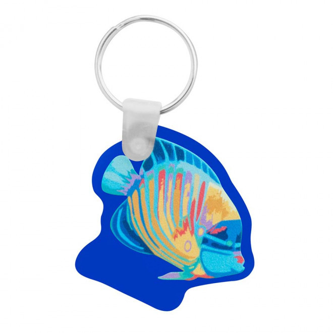 PORTE-CLÉS PUBLICITAIRE SUR MESURE EN ACRYLIQUE RIGIDE 'OLEIRAS' - bleu