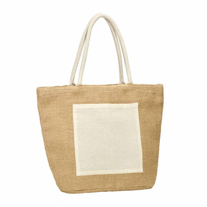 SAC EN JUTE PERSONNALISABLE AVEC POCHE 'NIA' - naturel