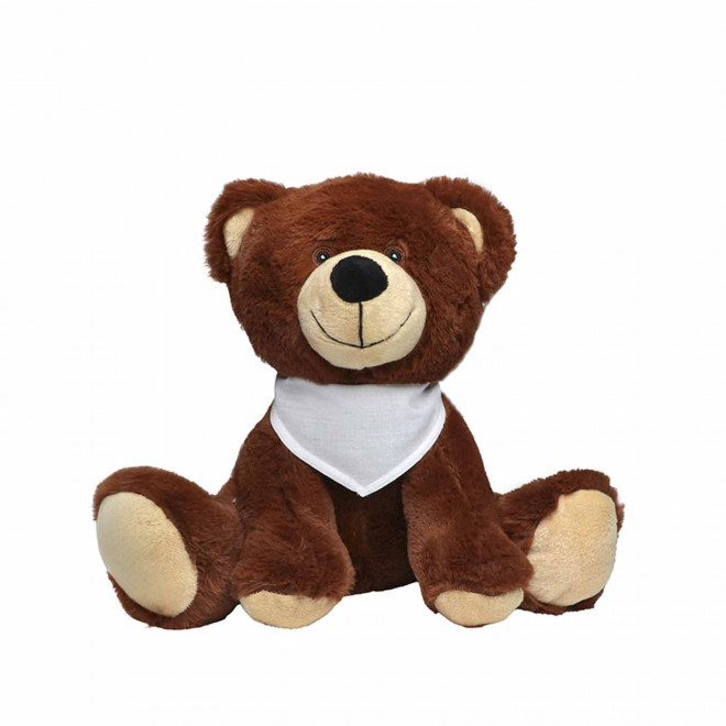 PELUCHE OURSON PERSONNALISABLE 'PADOU BANDANA' - brun/blanc