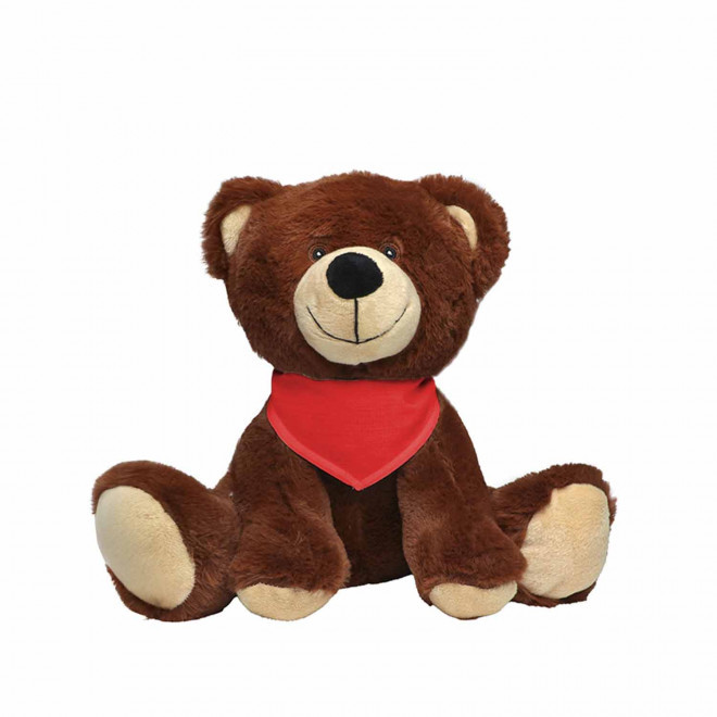 PELUCHE OURSON PERSONNALISABLE 'PADOU BANDANA' - brun/rouge