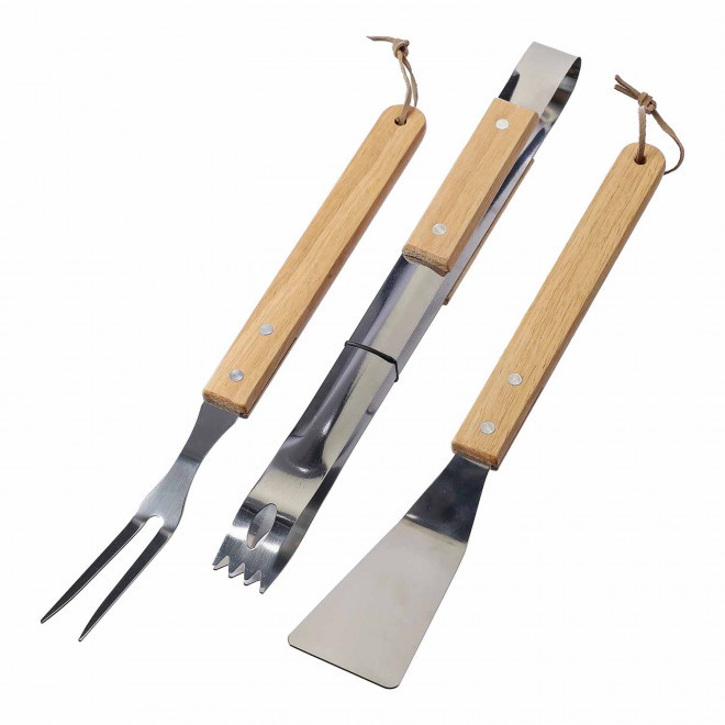 SET BARBECUE 3 PIECES PERSONNALISABLE 'RIBZOU' - brun