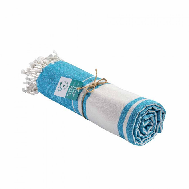 PAREO/FOUTA PERSONNALISABLE 'HORTENSE 180 RECYCLE CLASSIQUE' - bleu ciel