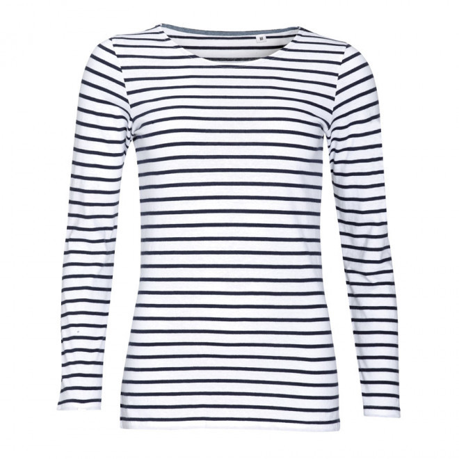 MARINIÈRE PUBLICITAIRE COL ROND FEMME 'MARINE' 150GR/M² - blanc/marine