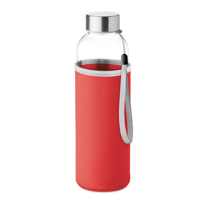 BOUTEILLE EN VERRE/NEOPRENE PERSONNALISABLE 'BOCA GLASS' - rouge