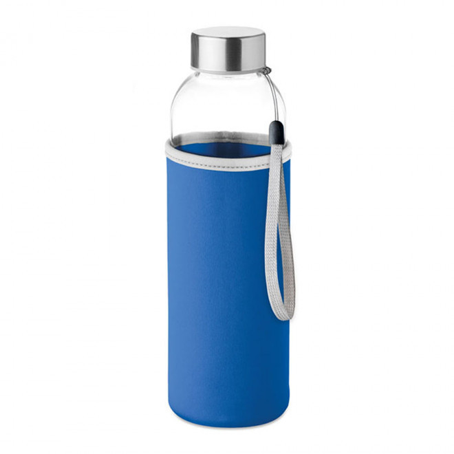 BOUTEILLE EN VERRE/NEOPRENE PERSONNALISABLE 'BOCA GLASS' - bleu royal
