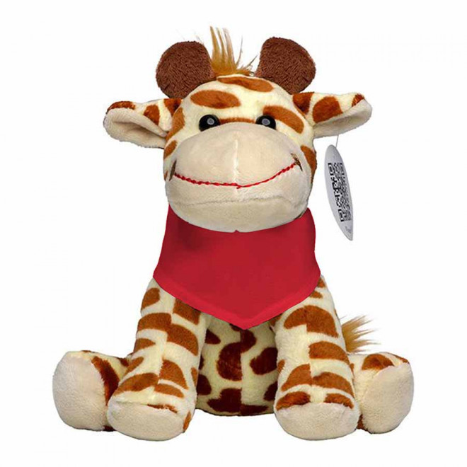 PELUCHE GIRAFE PERSONNALISABLE 'MANNY BANDANA' - rouge
