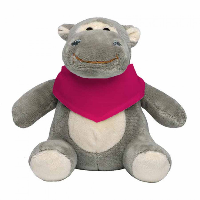 PELUCHE HIPPOPOTAME PERSONNALISABLE 'HEPPO BANDANA' - rose