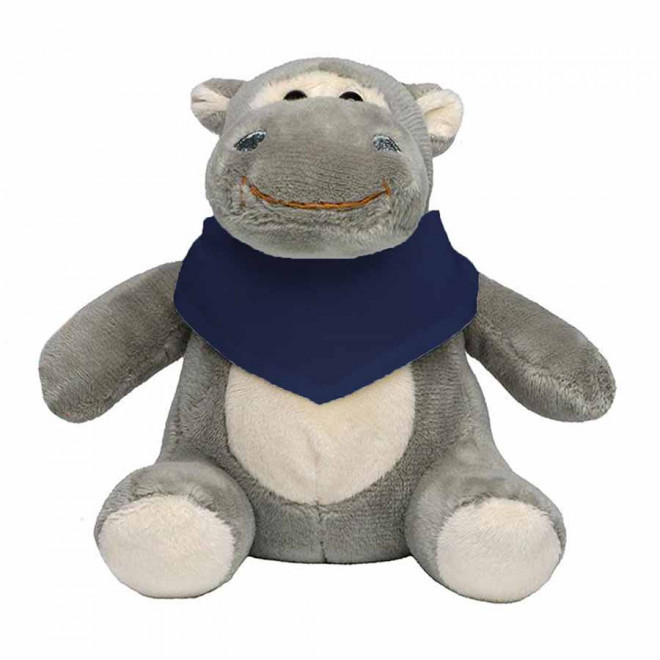 PELUCHE HIPPOPOTAME PERSONNALISABLE 'HEPPO BANDANA' - bleu foncé